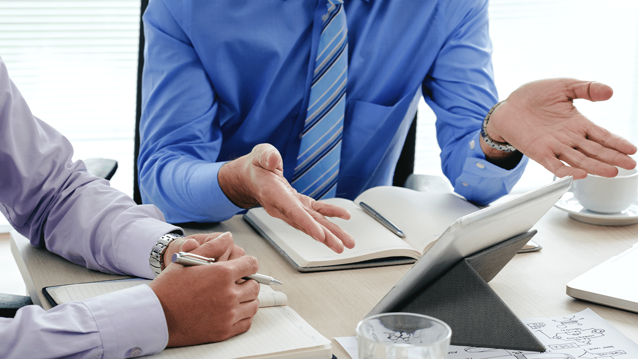 Team members collaborating on SMART goals during a planning session